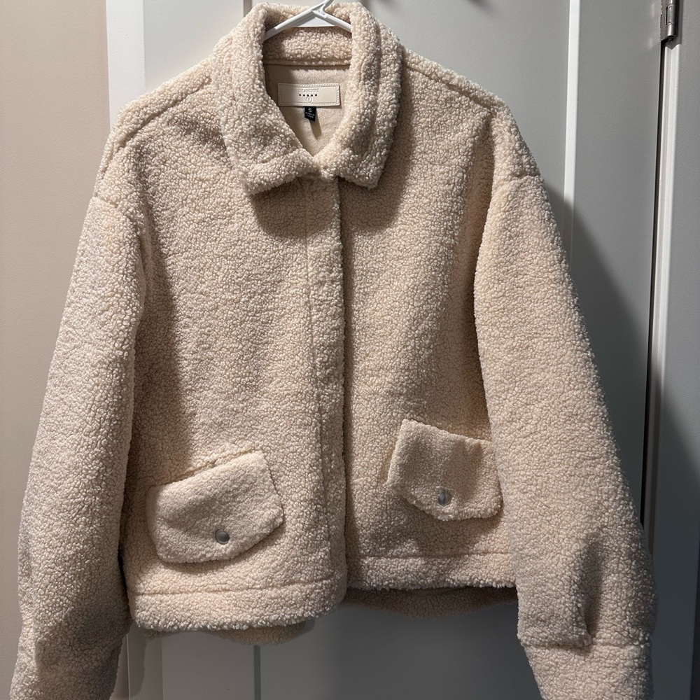 Blank NYC Cream Sherpa Fleece Jacket